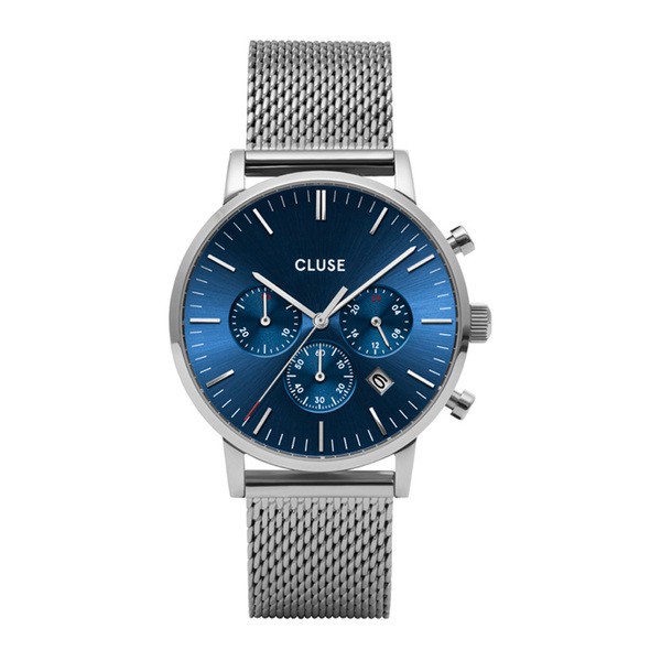 Montre homme CLUSE Aravis cadran bleu marine/bracelet acier argent