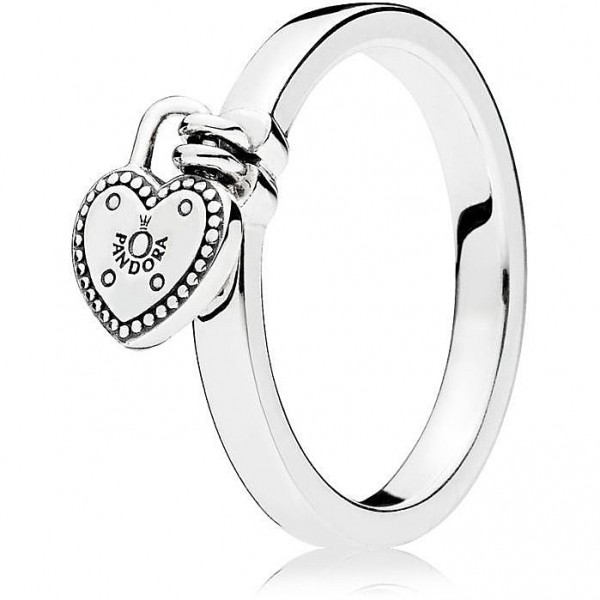 PANDORA Bague Cadenas En Forme de Coeur - 196571-54 PANDORA Bague Cadenas En Forme de Coeur - 196571-54