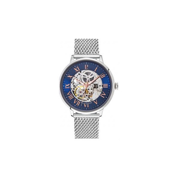 Montre Homme PIERRE LANNIER Auto Squelette Bleu Acier Milanais Gris - 322B168 Montre Homme PIERRE LANNIER Auto Squelette Bleu Acier Milanais Gris - 322B168