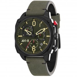 Montre Homme AVI-8 Hawker Hunter cadran vert/bracelet cuir veritable vert - AV-4052-08