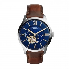 Montre Homme Fossil ME3110 - Collection BLUE TOWNSMAN style Mode avec cuir et acier - Mouvement Automatique