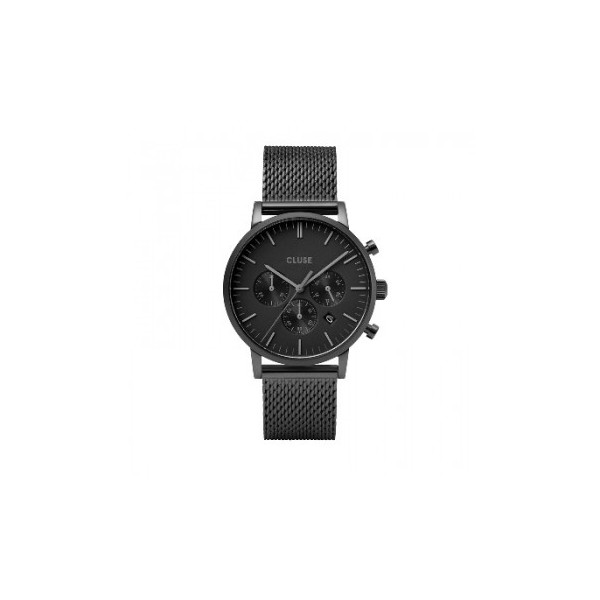 Montre homme CLUSE Aravis full black, bracelet en acier - CW0101502007