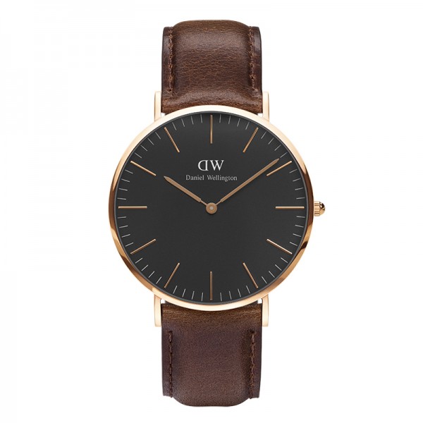 Montre Homme DANIEL WELLINGTON Classic Black Bristol Cuir Brun Or Rose - DW00100125 Montre Homme DANIEL WELLINGTON Classic Black Bristol Cuir Brun Or Rose - DW00100125