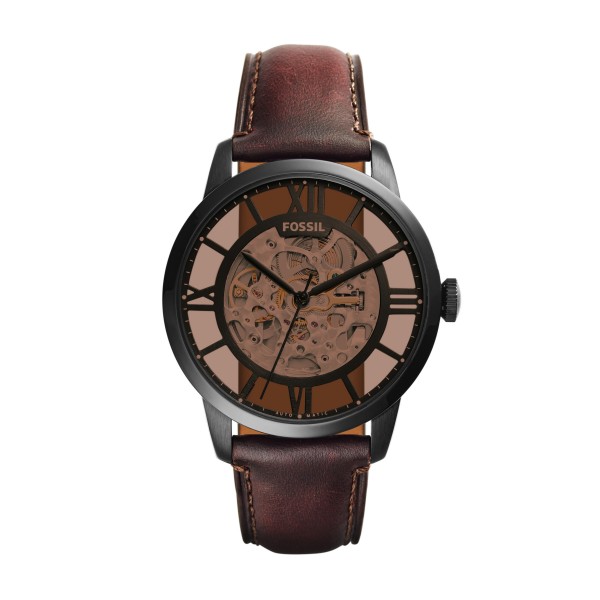 Montre Homme Fossil ME3098 - Collection OAK BARREL TOWNSMAN style Mode avec cuir et acier - Mouvement Automatique