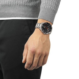 Montre Homme TISSOT T-Touch Connect Solar Noir Acier Argenté - T1214204405100