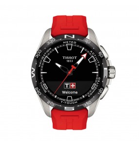 Montre Homme TISSOT T-Touch Connect Solar Noir Silicone Rouge - T1214204705101