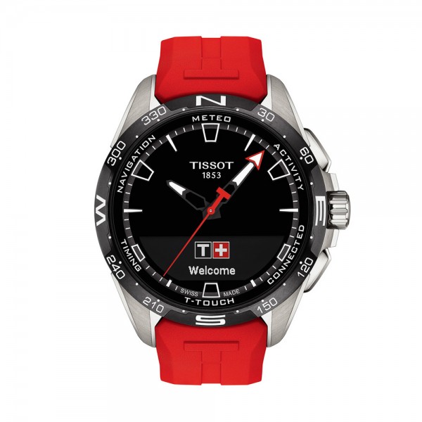 Montre Homme TISSOT T-Touch Connect Solar Noir Silicone Rouge - T1214204705101