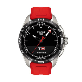 Montre Homme TISSOT T-Touch Connect Solar Noir Silicone Rouge - T1214204705101