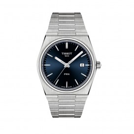 montre TISSOT cadran bleu et bracelet acier, mouvement quartz