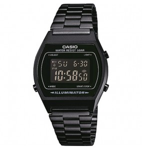 Montre unisexe CASIO vintage affichage 24h en acier noir - B640WB-1BEF