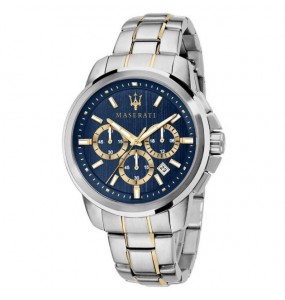 Montre Homme MASERATI Successo Chrono Bleu Acier Bicolore - R8873621016