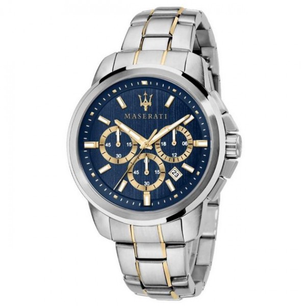 Montre Homme MASERATI Successo Chrono Bleu Acier Bicolore - R8873621016