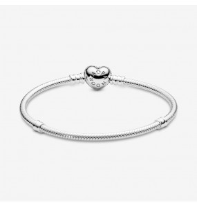 Pandora - Bracelet Moments en Argent, Coeur Pavé - Argent 925°° -  Collection Pandora Moments