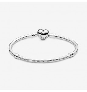Pandora - Bracelet Moments en Argent, Coeur Pavé - Argent 925°° -  Collection Pandora Moments