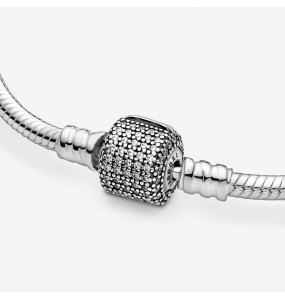 PANDORA Bracelet Maille Serpent Fermoir Pavé Scintillant - 590723CZ-18