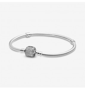 PANDORA Bracelet Maille Serpent Fermoir Pavé Scintillant - 590723CZ-18