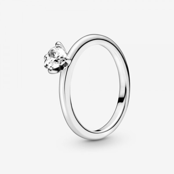 PANDORA Bague Solitaire Coeur Incolore - 198691C01-56 PANDORA Bague Solitaire Coeur Incolore - 198691C01-56