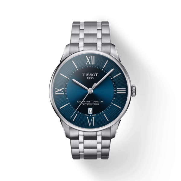Montre Homme T0994071104800 Tissot Chemin des Tourelles Powermatic 80 - Cadran Ronde, Bleu