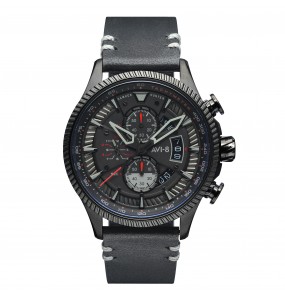AVI8 "HAWKER HUNTER"qtz chrono D-rd ac inoxy N-cad N-cuir N