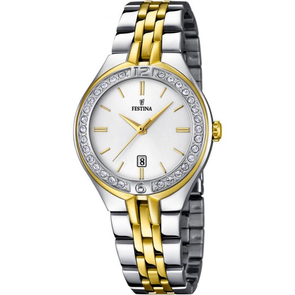 Festina - Montre Mademoiselle gris acier PVD bicolore - Ref F16868/1
