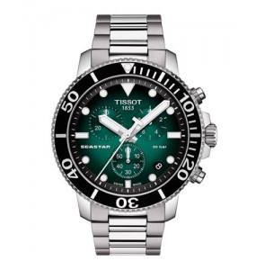 Montre Homme TISSOT Seastar 1000 Quartz Chronograph Noir Vert Acier Gris - T1204171109101