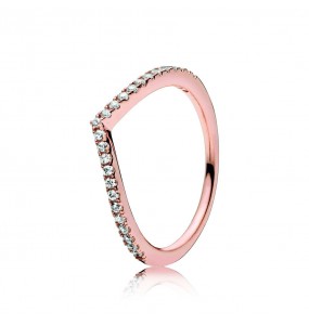 Wishbone PANDORA Rose ring with clear cubic zirconia