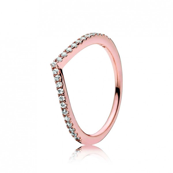 Wishbone PANDORA Rose ring with clear cubic zirconia