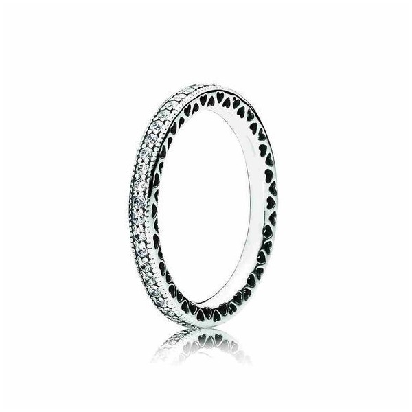 Silver ring with clear cubic zirconia