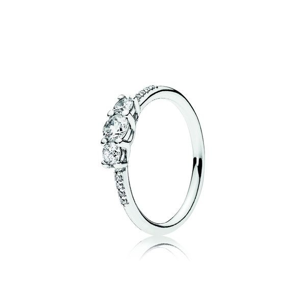 Silver ring with clear cubic zirconia