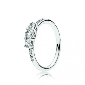 Silver ring with clear cubic zirconia