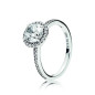 Pandora - Bague halo scintillant rond métal gris et oxyde de zirconium - Ref 196250CZ-52