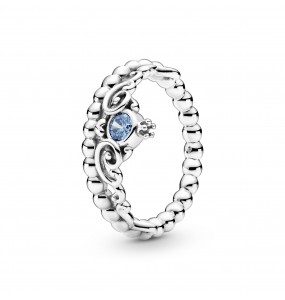 Disney Cinderella pumpkin coach sterling silver ring with fancy light blue cubic zirconia