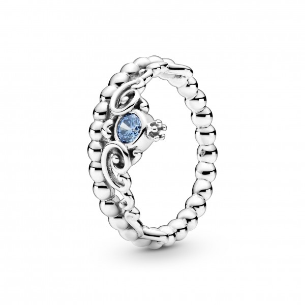 Disney Cinderella pumpkin coach sterling silver ring with fancy light blue cubic zirconia