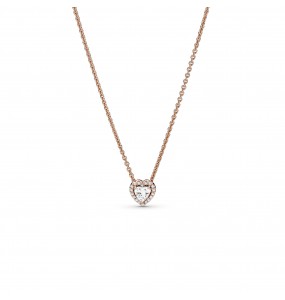 Heart Pandora Rose collier with clear cubic zirconia