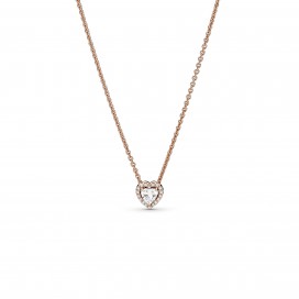 Heart Pandora Rose collier with clear cubic zirconia