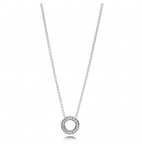 PANDORA logo reversible silver collier with clear cubic zirconia