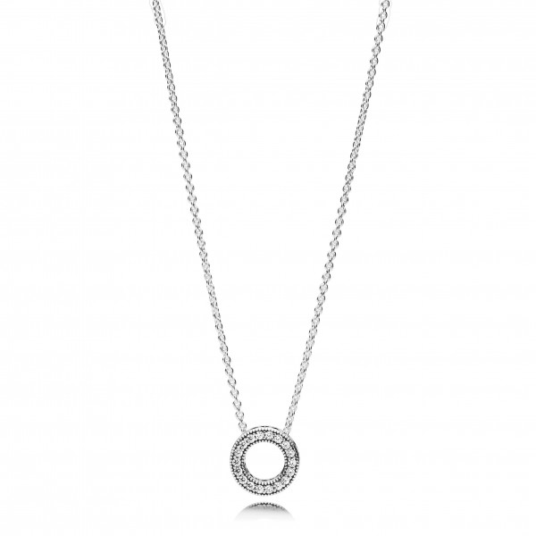 PANDORA logo reversible silver collier with clear cubic zirconia