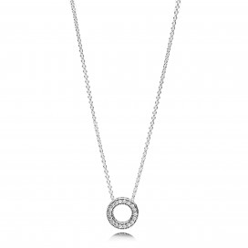 PANDORA logo reversible silver collier with clear cubic zirconia