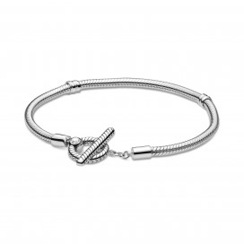 Snake chain sterling silver T-bar bracelet