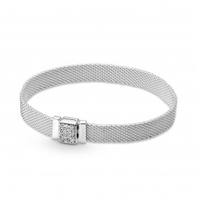 Pandora Reflexions mesh sterling silver bracelet with clear cubic zirconia