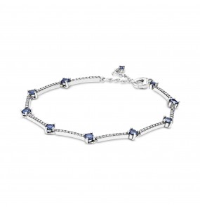 Sterling silver bracelet with clear cubic zirconia and skylight blue crystal