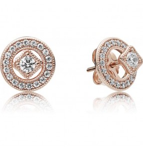 PANDORA Rose stud earrings with detachable earring jackets and clear cubic zirconia