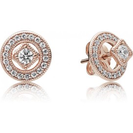 PANDORA Rose stud earrings with detachable earring jackets and clear cubic zirconia