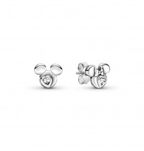Disney Mickey and Minnie sterling silver stud earrings with clear cubic zirconia