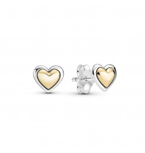 Heart sterling silver and 14k gold stud earrings