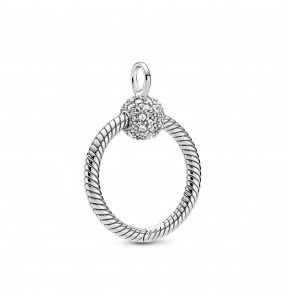 Small sterling silver Pandora O pendant with clear cubic zirconia