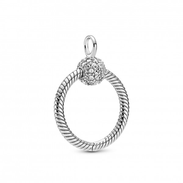 Small sterling silver Pandora O pendant with clear cubic zirconia