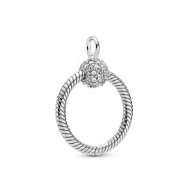 Small sterling silver Pandora O pendant with clear cubic zirconia