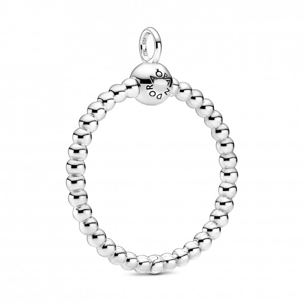 Medium beaded sterling silver Pandora O pendant