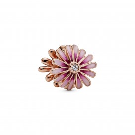 Daisy Pandora Rose charm with clear cubic zirconia and shaded pink enamel